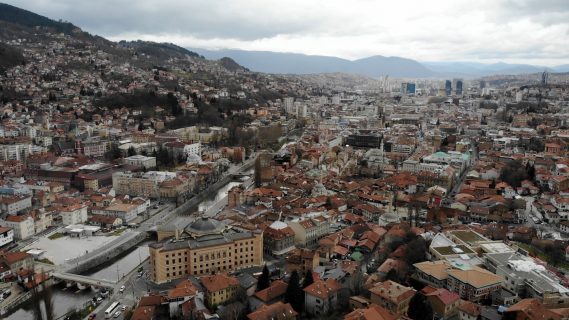 Sarajevo Drone Footage on a Gloomy Day
