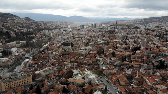 Sarajevo Drone Footage on a Gloomy Day