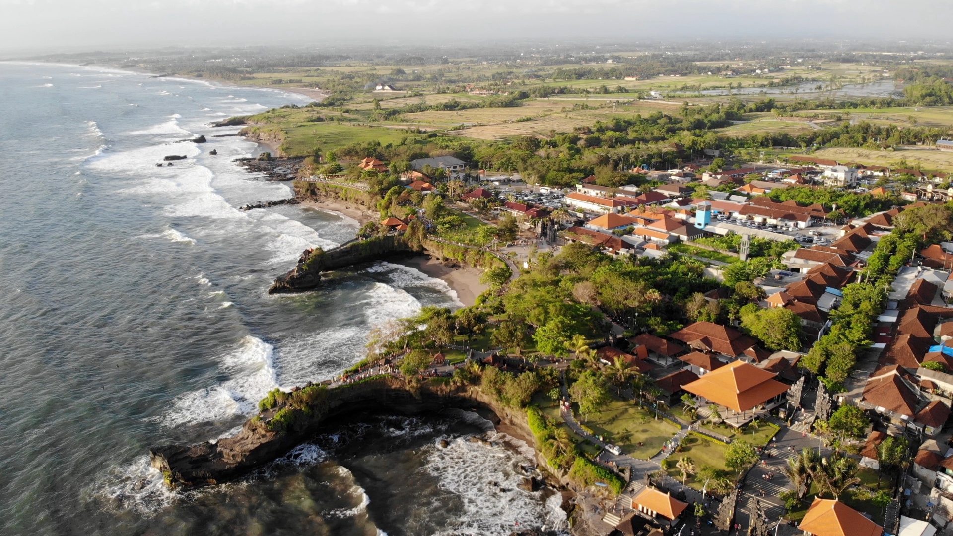 Drone Footage of the Tanah Lot Temple From the Top - Bali, Indonesia